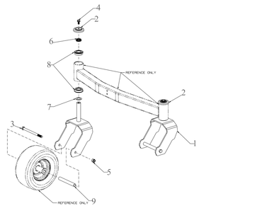 Front Caster Diagram and Parts List for ZT1-54KH (17CM010)(2022) Cub Cadet Lawn Tractor
